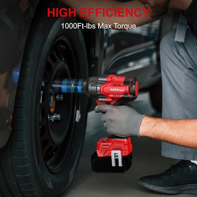 Cordless Impact Wrench for Milwaukee 18V Battery | 1/2 Inch Brushless Motor High Torque Power Impact Gun, 1000 Ft-lbs(1360NM), 3-Mode Speed, LED Light(Bare Tool Only)