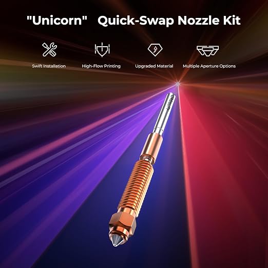 Creality K1C/K1 SE Nozzle Kit 4 PCS, High Flow Quick-Swap Nozzle Kit, Swift Installation, Tipped Copper&Titanium Alloy, for K1C/K1 SE/Ender 3 V3/ V3 Plus 3D Printer