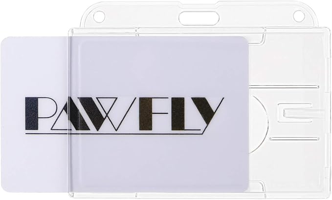 Pawfly 5 Pack Horizontal 2-Card Badge Holder with Thumb Slot Hard Transparent PC Case Protector for Office School IDs Credit Cards Driver’s Licenses and Passes