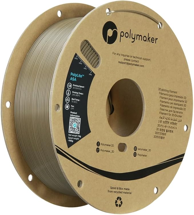 Polymaker ASA Filament 1.75mm Olive Brown, 1kg ASA 3D Printing Filament, Heat & Weather Resistant - ASA 3D Printer Filament Perfect for Printing Outdoor Functional Parts