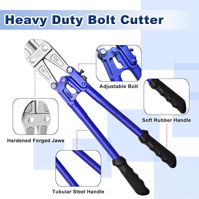 ZrgGea Bolt Cutter 14 Inch | Heavy Duty Wire Cutters | Industrial-Grade Heavy-Duty Bolt Cutters, Forged from T8 Alloy Steel, Hardness HRC62, Knives for Cutting Rebar, Screws, Fences and Padlocks