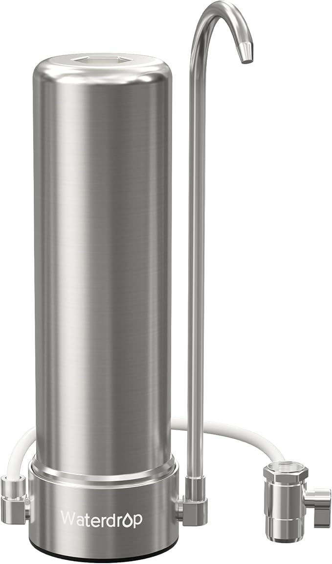 Waterdrop CTF-01 Water Filter for Sink Faucet, NSF/ANSI 42 Certified Countertop Water Filter System, 5-Stage Stainless Steel Sink Filter, Reduces Heavy Metals and 99% Chlorine, 8000 Gallons, 1 Filter