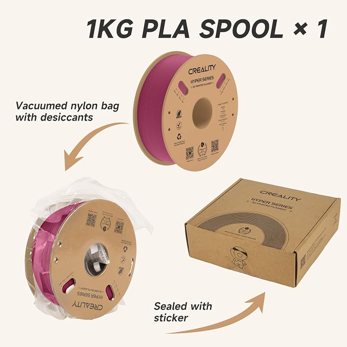Official Creality Hyper PLA Filament 1.75mm, High Speed PLA 30-600mm/s Rapid 3D Printer Filament, Dimensional Accuracy +/-0.02mm, Fit Most FDM 3D Printers,1KG(2.2lbs) Spool Viva Magenta