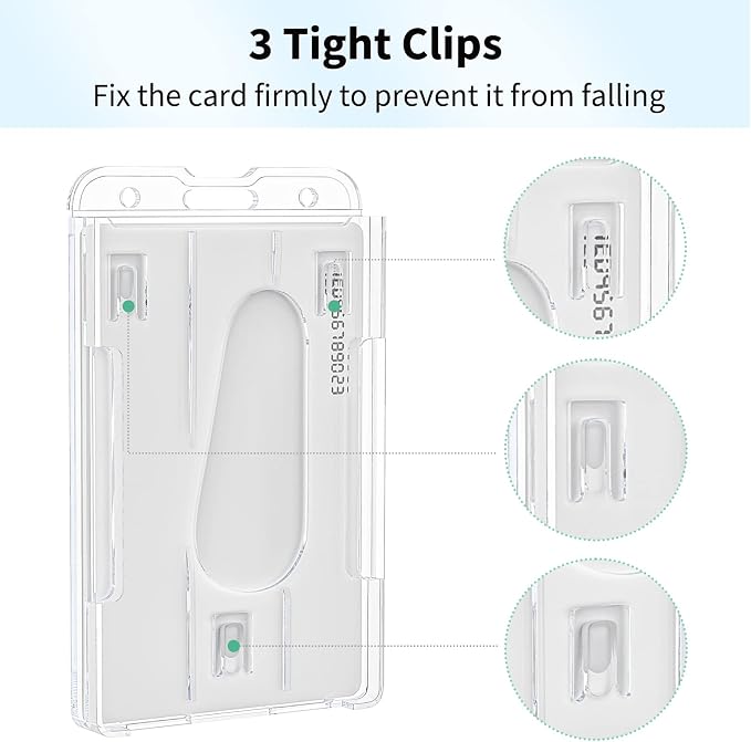 Pawfly 50 Pack Vertical 2-Card Badge Holder with Thumb Slot Hard Transparent PC Case Protector for Office School IDs Credit Cards Driver’s Licenses and Passes