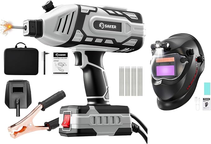 Saker Portable Electric Welding Machine - Saker Auto Darkening Welding Helmet with LED Light