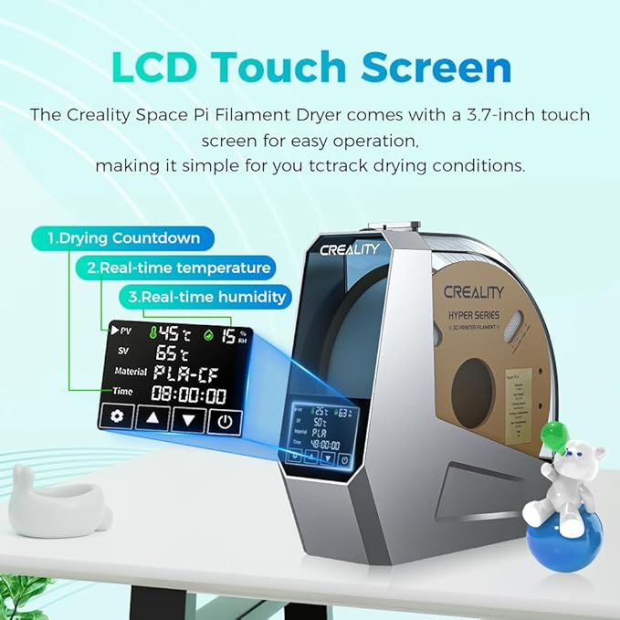 Official Creality Filament Dryer, Space Pi Filament Dryer, 360° Fast Heating 3D Printer Filament Dry Box, Filament Storage with 110W PTC Heater LCD Touch Screen One-Key Set