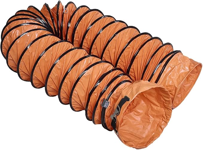 10 Inch PVC 16 FT Flexible Duct with Adjustable Connecting Belt and D-Shaped Rings for Utility Blower Ventilation Fan Exhaust Fan (10in x 16ft)