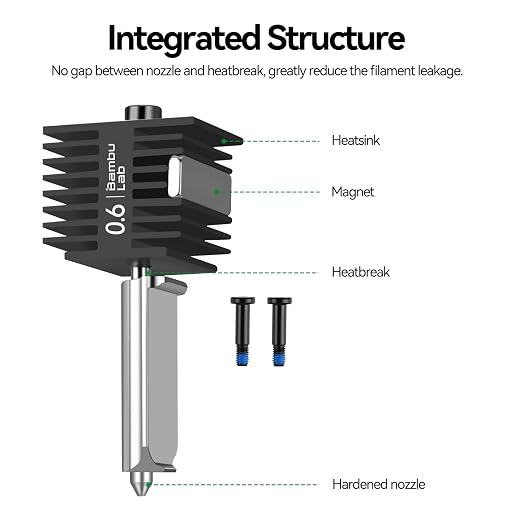 Bamboo Lab A1 Mini,A1 Hardened Steel Hotend Kit with 0.6mm Harden Steel Nozzle, All Metal Extruder Hot End, Heating Block Replacement, A2L Nozzle