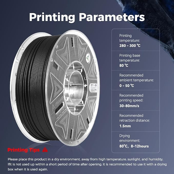 Creality Hyper PA6-CF Carbon Fiber Nylon Filament 1.75mm 1KG, 3D Printing Material Halloween Gifts with Engineering-Grade Strength, Heat Resistant, Low Warp for Functional Prototypes&Industrial Parts