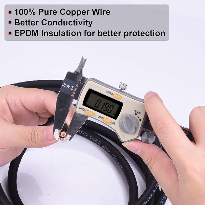 6 Gauge Battery Cable, 25FT Red + 25FT Black 6 AWG Pure Copper Wire Welding Cable, for Automotive, Battery, Solar and Generator, Standard USA OFC Wire