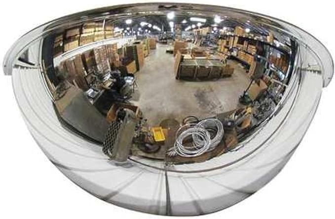 18” Acrylic Half Dome Mirror with Steel back, Round Indoor Security Mirror for Driveway Safety Spots, Outdoor Warehouse Side View, Circular Wall Mirror for Office Use - Vision Metalizers (DSB1812)