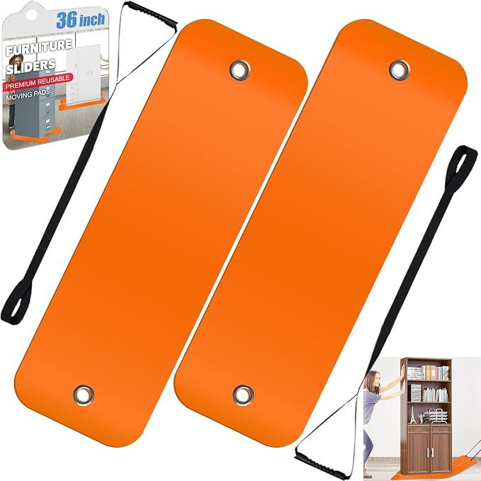 2Pcs Large Appliance Slider with Pull Strap,Pull Furniture Slides,Moving Furniture Gliders Heavy Duty Sliding Sheet for Moving Heavy Furniture,Cabinets,Safes on Carpet and Hardwood Floor (10''×36'')