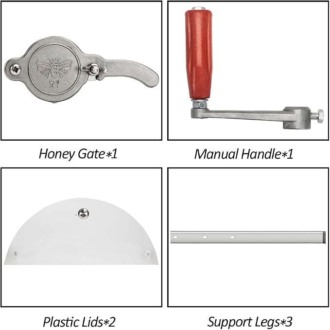 VINGLI Upgraded 3 Frame Honey Extractor Separator, Food Grade Stainless Steel Honeycomb Spinner Drum Manual Crank with Adjustable Height Stands,Beekeeping Pro Extraction Apiary Centrifuge Equipment