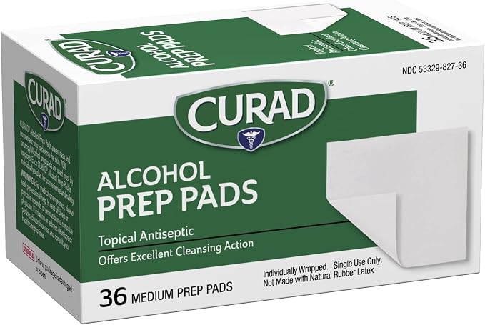 CURAD Medium 2-Ply Sterile Alcohol Prep Pads, Essential for First Aid Kits, 36/Box, Pack of 30