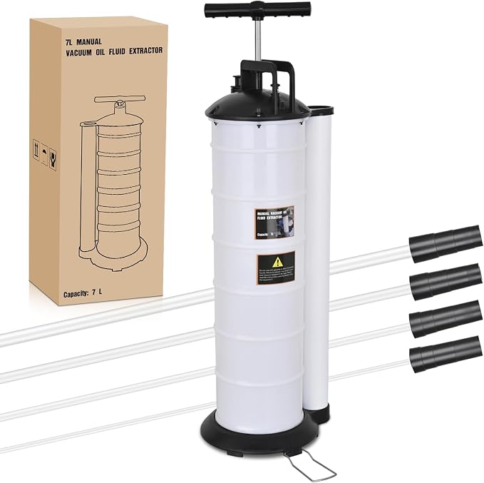 GOOACC Oil Extractor Pump for Oil Change Vacuum Pump 7L Manual Fluid Extractor Tools Kit with 4 Tubes and Storage Hole Oil Suction Pump Extractor for Automotive Boats Fluid Vacuum Evacuation Transfer