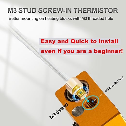 5Aplusreprap Ender 3 Hotend Upgrade: M3 Stud Thermistor,Fast Replaced, Compatible for Creality Ender 3 V2/Pro,CR-10 J-Head Hotend Replacement, Assembled Extruder 3D Printer Hot end Kit 24V 40W