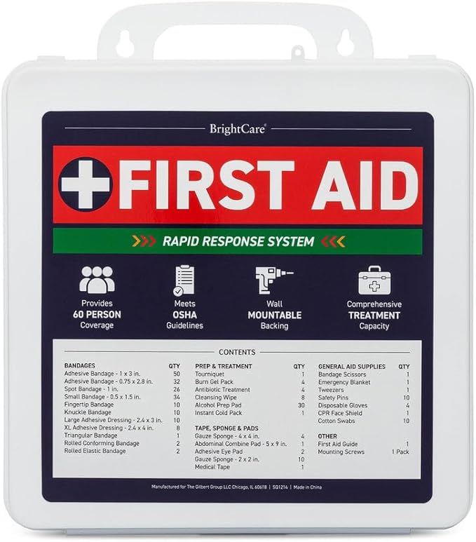 Professional First Aid Kit, Large, Wall Mount & Portable, OSHA Compliant | Wall Mountable & Portable, Hard Case, OSHA Compliant, For Workplace, Office, Restaurants, Work Vehicles, Retail