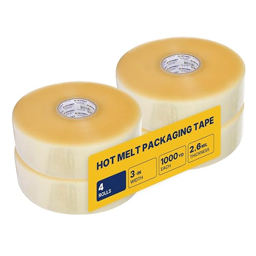 NORTHSKY Bulk Packing Tape, 4 Rolls Clear Packing Tape 3 Inch Wide x 1000 Yards Each, 2.6 Mil Heavy Duty Shipping Tape, Packaging Tape for Boxes, Carton Sealing, Moving, Warehouse, Storage, Shipping