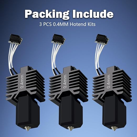 3PCS P1P/P1S Hotend Upgraded Integrated 0.4mm Ceramic Assembled Extruder Printhead Kit (No Leakage)- 3D Printer Hot End Replacement with Hardened Steel Nozzle, Thermistor, Heater Cartridge Heat Block