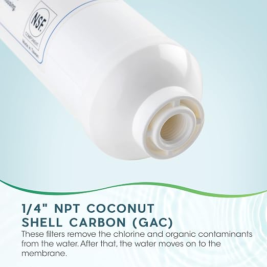 Ultima 7/VII 5 Stage Reverse Osmosis Water Filters, Uinversal Under Sink Water Filter System Replacement Cartridges with a 50 GPD Reverse Osmosis Membrane and a 1/4-Inch NPT Post Carbon Filter Kit