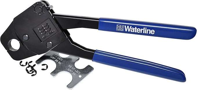 WaterLine Heavy Duty PEX Crimp Ring Tool for Plumbers | Professional-Grade Plumbing Crimper for ¾” Copper PEX Rings | Low Profile, One-Handed Design | Includes GO/NO GO Gauge for Precision Crimping