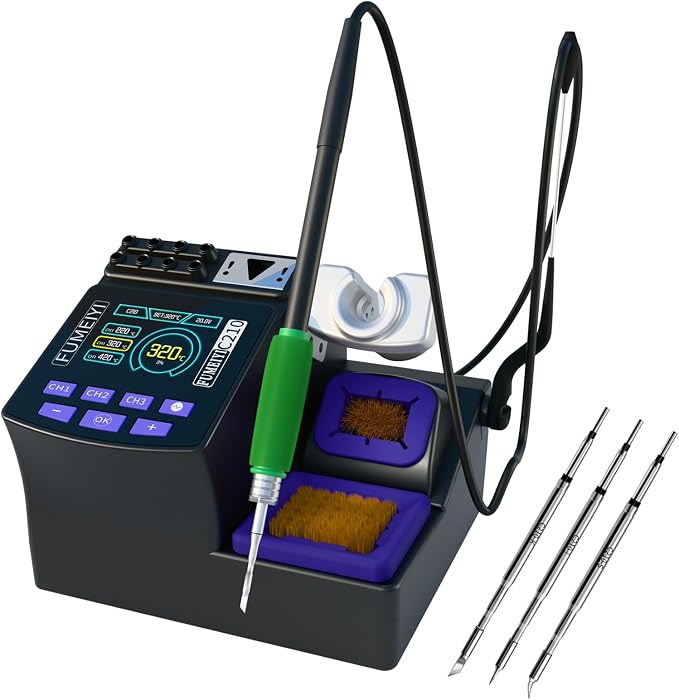 C210 Heat and Soldering Station with Intelligent Temperature Control, Constant-Temperature, Digital Display, High Power, Triple Functions for Precision Soldering Irons Electronic Soldering Kit