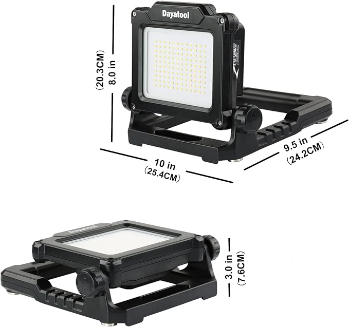 Cordless 25W 4000lm LED Magnetic Work Light Compatible for Makita, Dewalt, Milwaukee, Bosch, Black and Decker, Porter Cable, Stanley 18-20V Battery, Black (AC Power Adapter Included)
