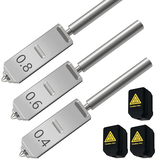 3PCS Kobra S1 Max 0.4/0.6/0.8mm Hotend Nozzles 3D Printer Assembled Extruder Kits Extra 3PCS Silicone Socks Cover- for Anycubic Kobra S1 Max All Metal Hot End/Printhead Replacement Integrated Nozzle