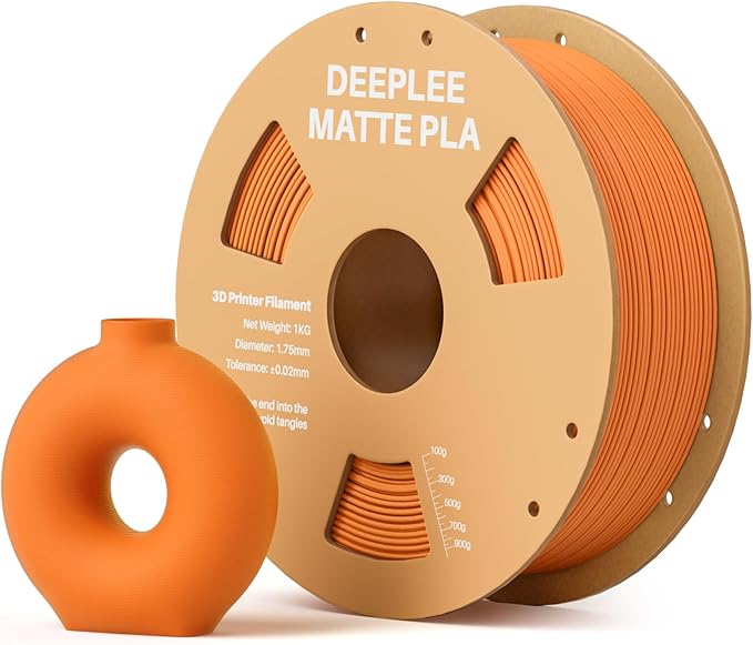 Matte PLA Filament 1.75mm, 3D Printer Filament Dimensional Accuracy +/- 0.02mm, No Clogging, Higher Toughness, Cardboard Spool 3D Filament, 1kg Orange