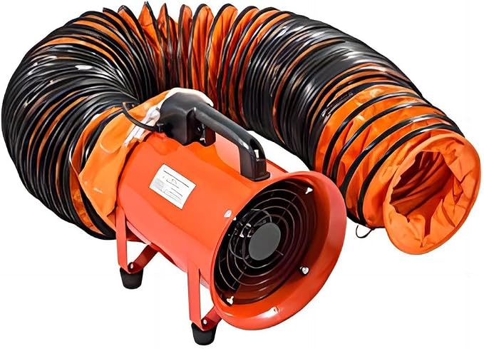 PVC Flexible Duct Hose, HVAC Duct Hosing Flame Retardant for 8in Ventilator Utility Blower Fan with Adjustable Rope and D-Ring, Easy Storage (8inx16ft)