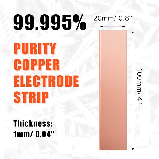 Yaocom 10 Pack Pure Copper Anode Sheet (99.995% Pure) for Plating and Electroplating, Copper Electrode Strip 0.04'' x 0.8'' x 4'' / 1mm × 20mm × 100mm