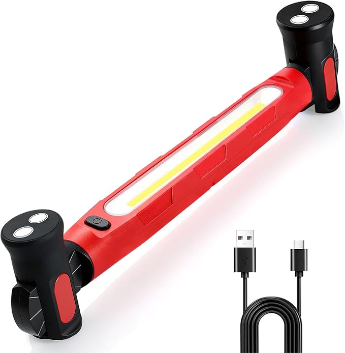 Magnetic Work Light, 3000LM Ultra Bright LED Magnetic Light Bar, 5200mAh Rechargeable Work Light with Hooks, Portable Under Hood Lights Machanic Tools for Car Repairing, Inspection, Garage, Emergency
