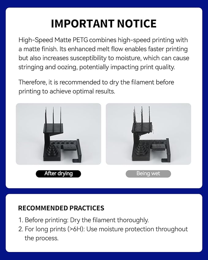 JAYO Rapid Matte PETG Filament 1.75mm Black 1.1KG, High Speed 30-600mm/s 3D Printer Filament, High Toughness & Impact Resistance, 1.1kg Spool(2.4lbs)