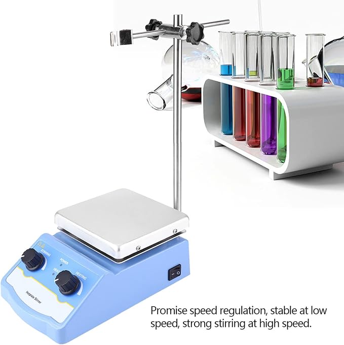 HS-12 Digital Hotplate Magnetic Stirrer, 1-2000(r/min), 5L, Stainless Steel Magnetic Stirrer Hot Plate Mixer, for Lab Liquid Mixing Heating(US Plug)
