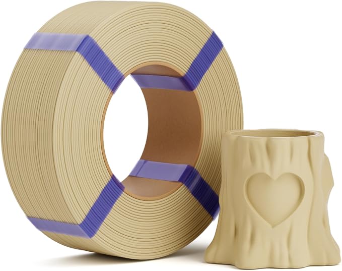 PLA Basic Refill Filament 1.75mm, No Spool 3D Printer Filament, Dimensional Accuracy +/- 0.02mm, Fits for Most FDM 3D Printers, 1KG Cream Yellow