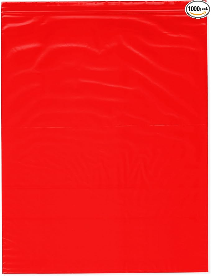 Plymor 12" x 15" (Case of 1,000), Red 2 Mil Zipper Reclosable Plastic Bags