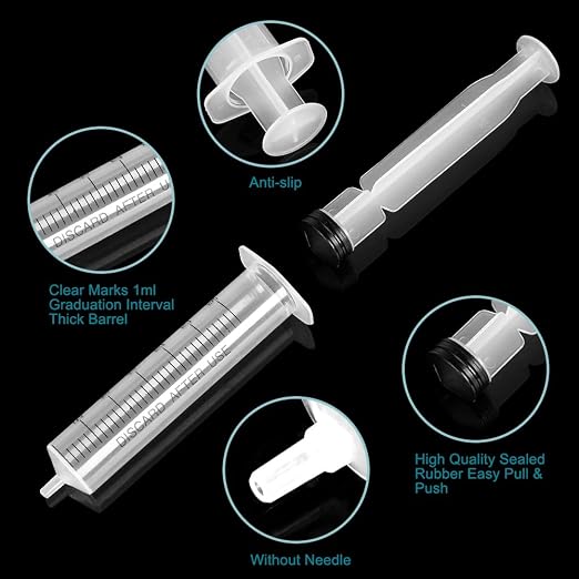 12 Pack Plastic 30ml Syringes with Cap, Sterile Syringe Individually Packaged for Labs, Liquid Measuring, Feeding Pets, Oil or Glue Applicator