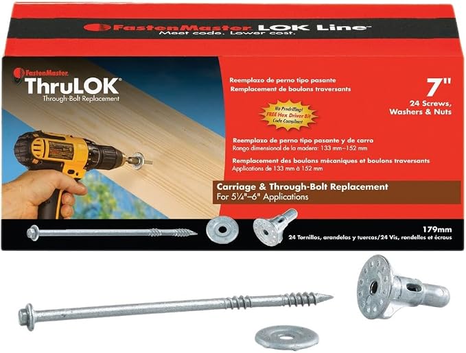 FastenMaster FMTHR007-24 ThruLOK Screw Bolt Fastening System, 7 Inches, 24-Count, Silver