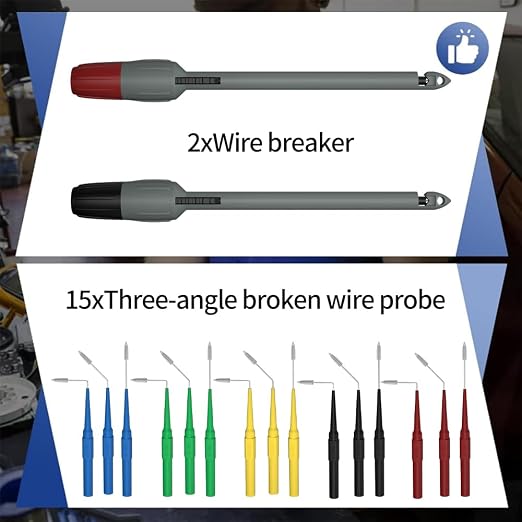 Multimeter Test Leads Kit 114PCS Multimeter Leads Kit Multi Function Electrical Back Probe Kit Efficient Automotive Circuit Test Leads Kit Relay Wire Terminal Test Diagnostic Tool with Alligator Clips