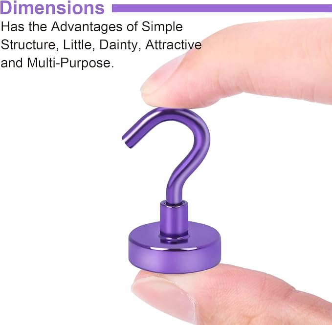 DIYMAG Magnetic Hooks, 30Lbs Strong Heavy Duty Cruise Magnet S-Hook for Classroom, Fridge, Hanging, Cabins, Grill, Kitchen, Garage, Workplace and Office Etc, (20 Pack-Purple)