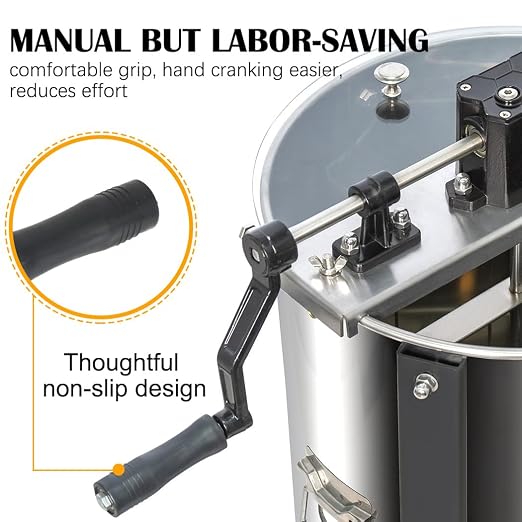 Honey Lake 4/12 Frame Manual Honey Extractor, Food Grade Stainless Steel Honeycomb Drum Spinner with Transparent Lid, Beekeeping Equipment for Honey Extraction with Height Adjustable Stand
