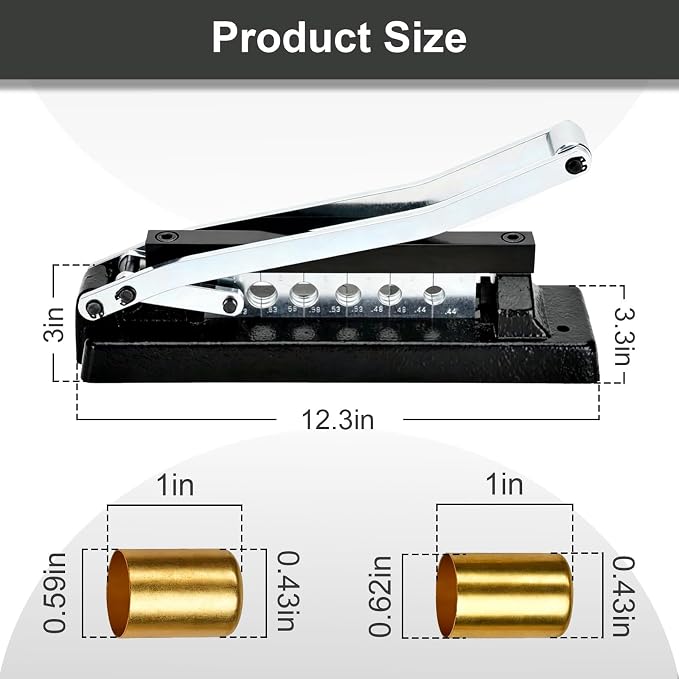 Heavy Duty Bench Hose Crimper Kit with 100 Ferrules (50x 0.593" ID& 50x 0.625" ID), for 1/4", 5/16", 3/8" PVC, Rubber & Air Hoses, Portable Torch Hose Repair Kit,Ferrule Crimping Tool Kit