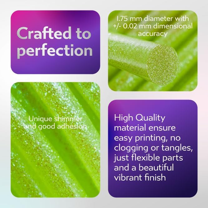 Cookiecad TPU Filament 1.75mm 1kg Iridescent Glitter 3D Printer Filament - Green Apple Elixir TPU