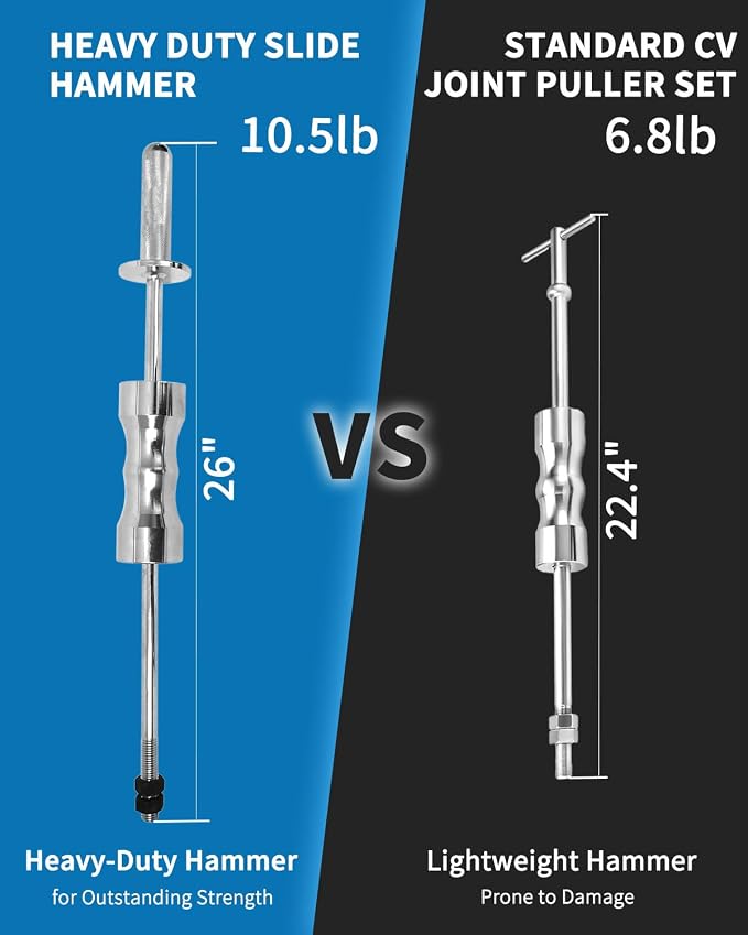 DPTOOL Inner CV Joint Puller Slide Hammer Front Wheel Drive Axle Half Shaft Removal Tool Kit Heavy Duty 10 Pounds Slide Hammer 63mm 48mm CV Joint Fork Adapter Attachments with Ball Joint Removal Tool