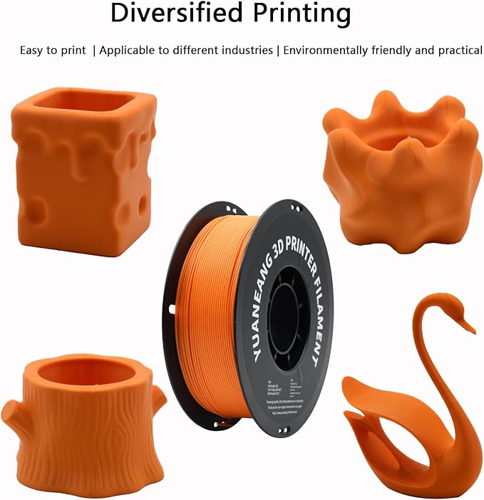 Orange PLA 3D Printer Filament 1.75mm, 1kg Spool, Bright Smooth Finish, ±0.03mm Precision, Low-Warp & Easy Printing, Ideal for Models, Crafts, Prototypes, Decorations & Display Prints