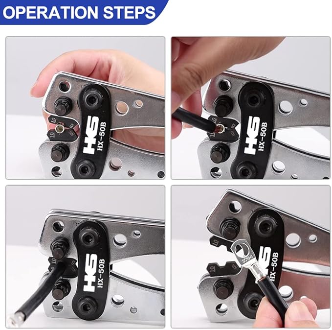 HKS Battery Cable Crimping Tool for AWG 10-1 Copper Ring Terminals with Cable Cutter, Heavy Duty Crimper for Wire Lugs