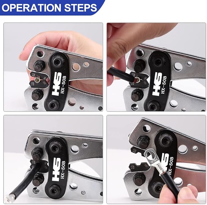 HKS Battery Cable Crimping Tool for AWG 10-1 Copper Ring Terminals, Heavy Duty Crimper for Wire Lugs