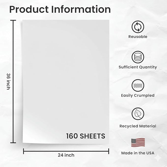 Bryco Goods 24" x 36" Newsprint Packing Paper Sheets for Moving | 160 Sheets | 10lb | Made in USA | Newspaper Paper | Must Have in Your Shipping Supplies