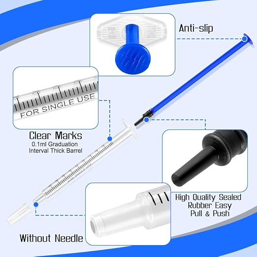 24 Pack of 1ml Plastic Syringes with Caps - Sterile, Individually Sealed for Precise Liquid Refilling, Measuring, and Feeding Pets, Oil, Glue