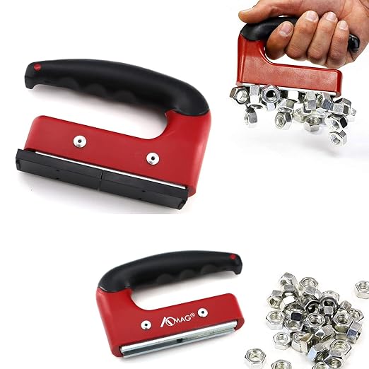 Heavy Duty Magnet with Rubber Ergonomic Handle, Powerful Magnetic Manual Pickup Tool for Lifting Metal Objects, Iron Plates, Doors (160Lbs)